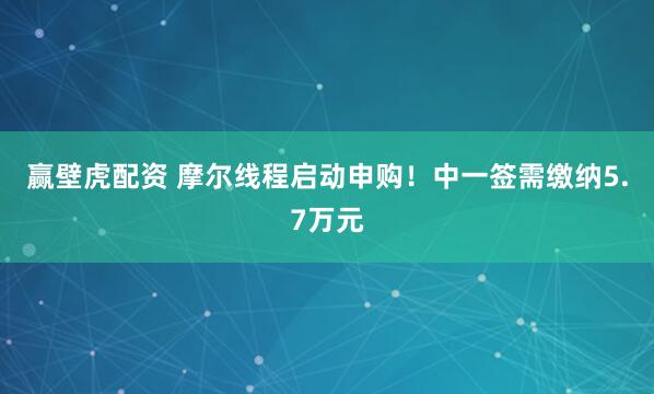 赢壁虎配资 摩尔线程启动申购！中一签需缴纳5.7万元